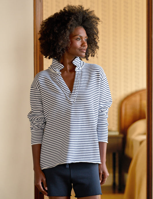 PATRICK Navy French Stripe, Triple Fleece