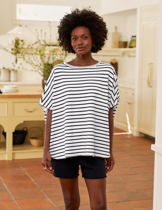 OLIVE Wide Navy French Stripe, Triple Fleece