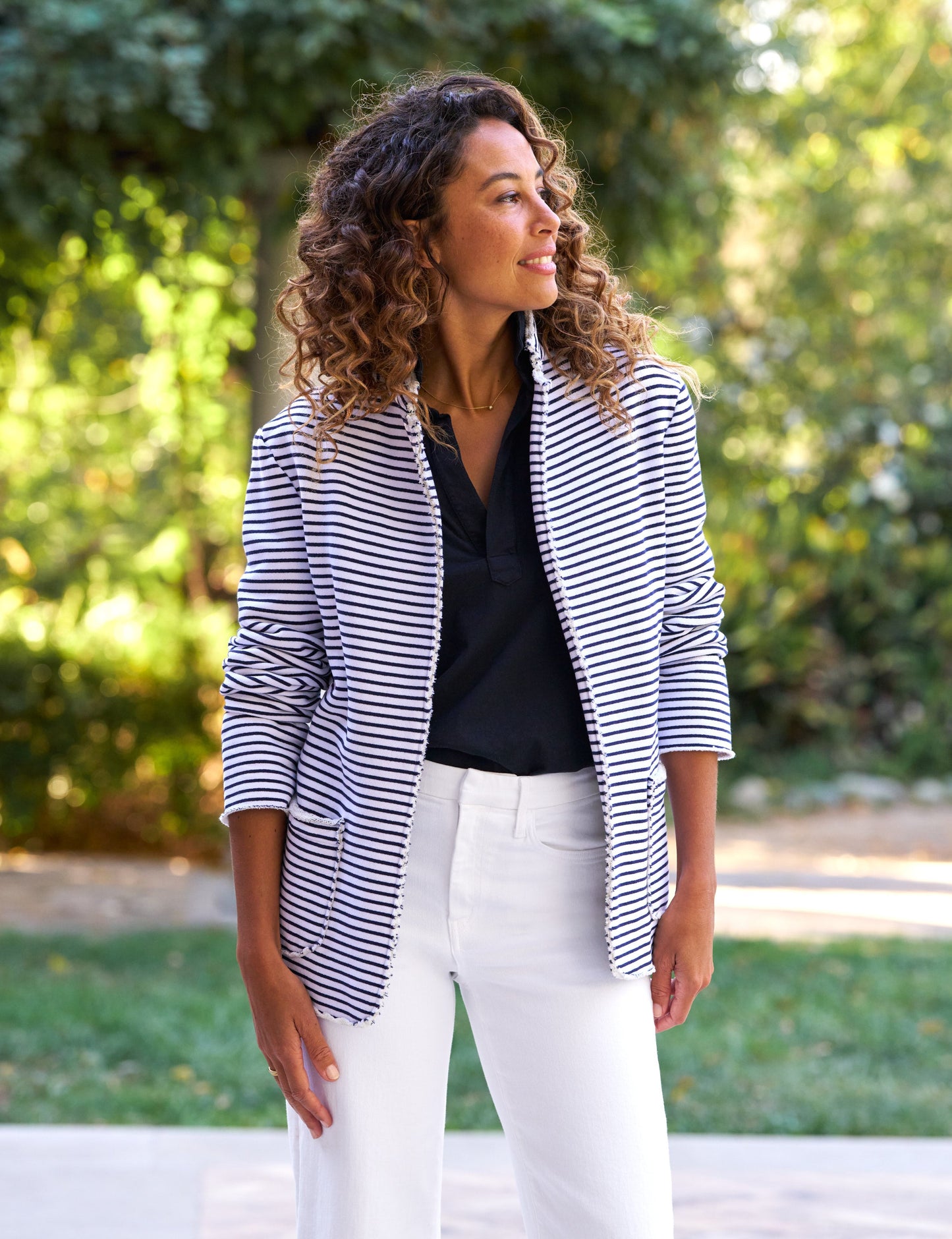 DUBLIN Navy French Stripe, Triple Fleece