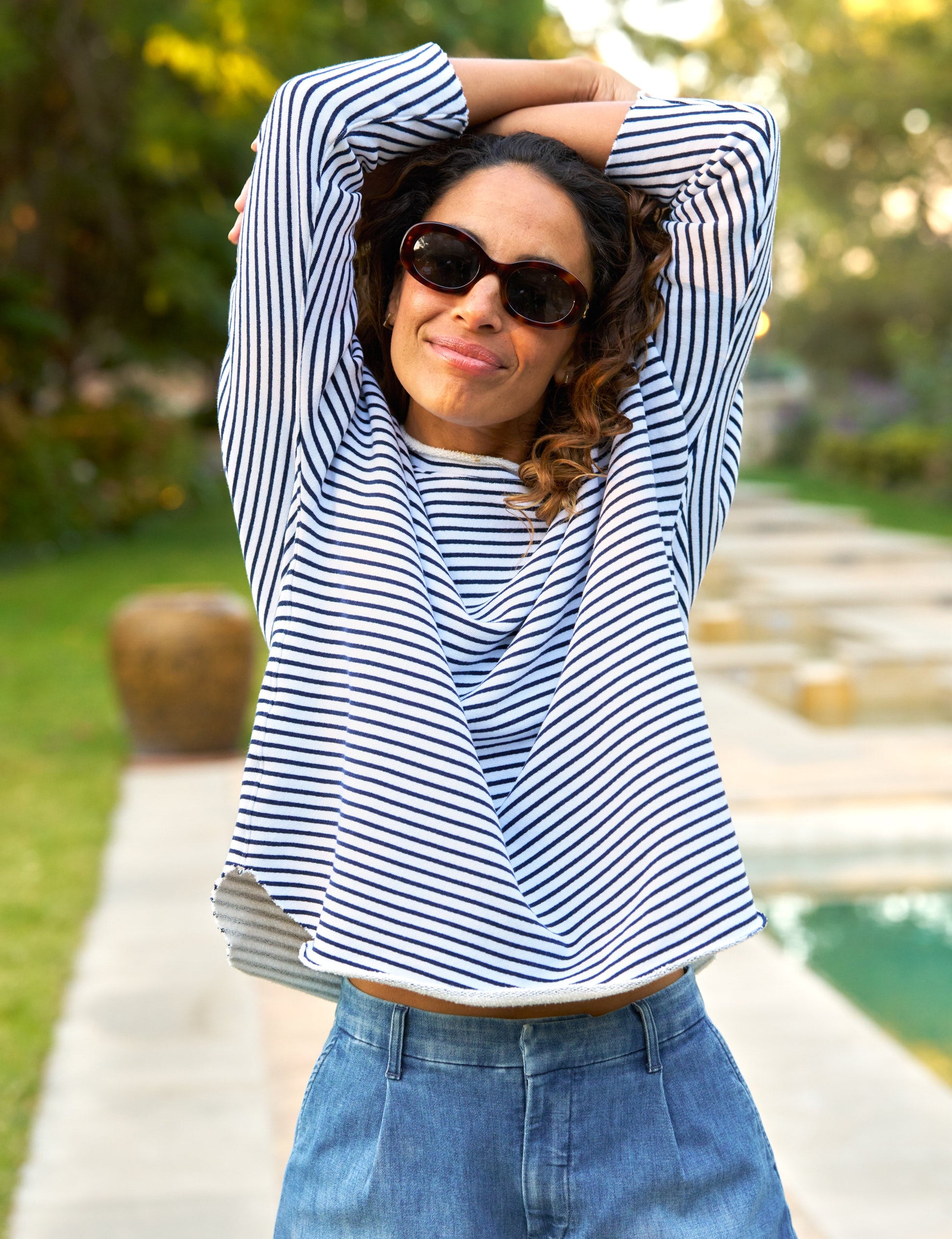 ANNA Navy French Stripe, Triple Fleece
