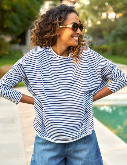 ANNA Navy French Stripe, Triple Fleece