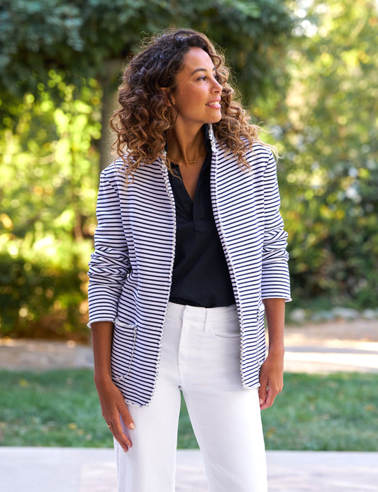 DUBLIN Navy French Stripe, Triple Fleece